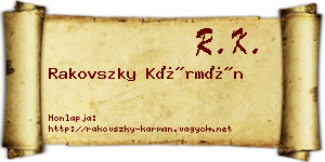 Rakovszky Kármán névjegykártya